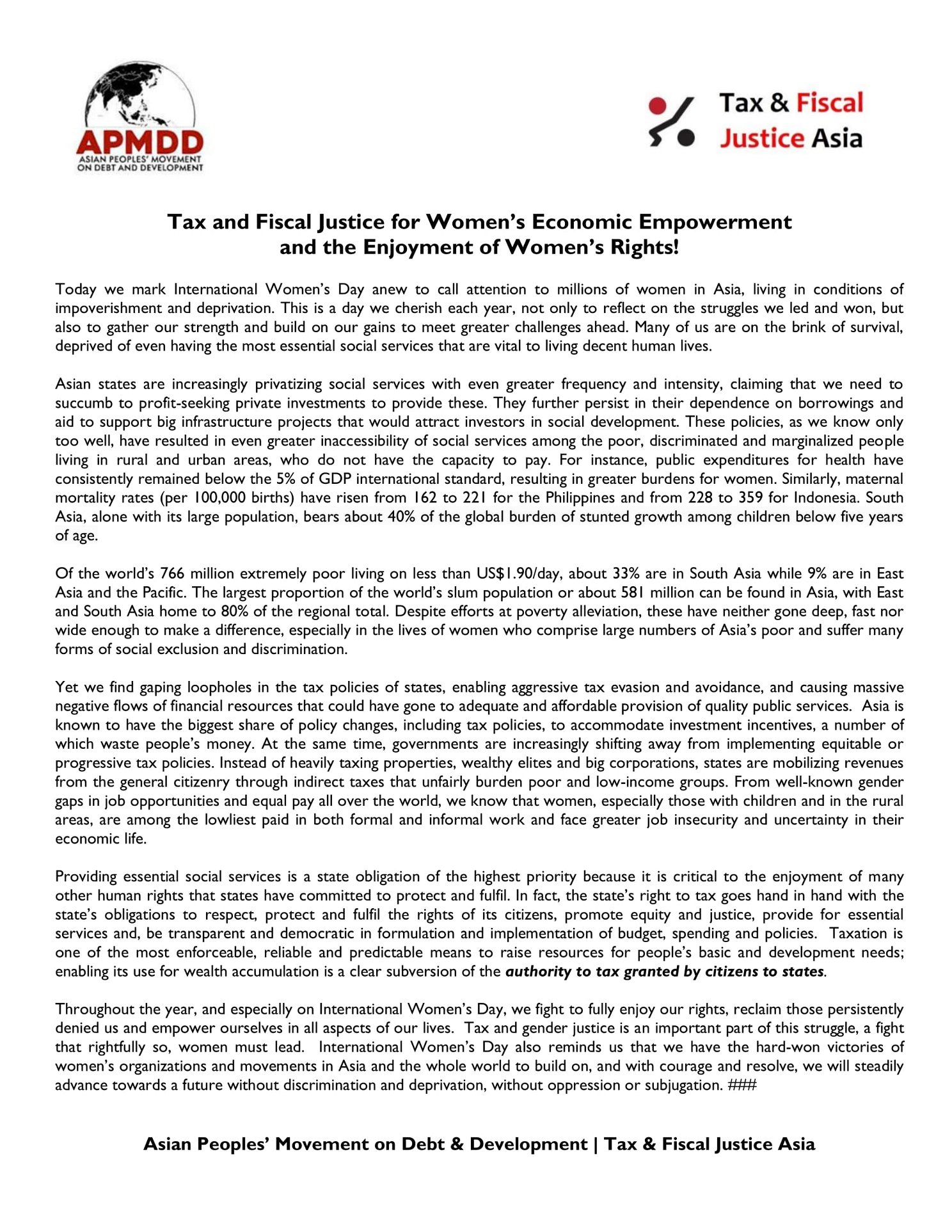 2018-03-08-Joint TAFJA And APMDD Statement For International Women's Day-EN-IMAGEM 1