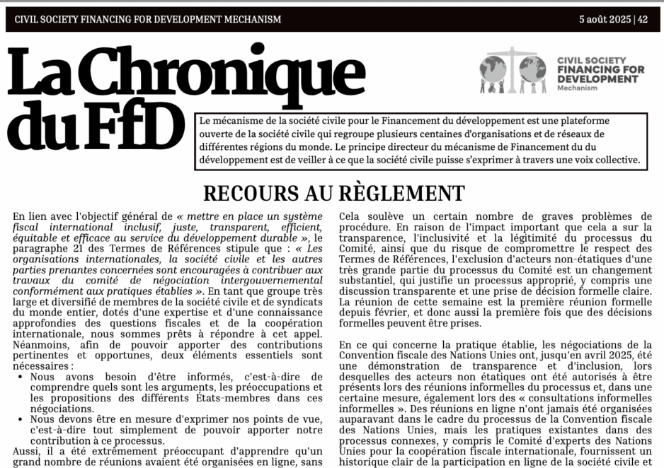 La Chronique du FfD: Recours au Règlement, le 5 août