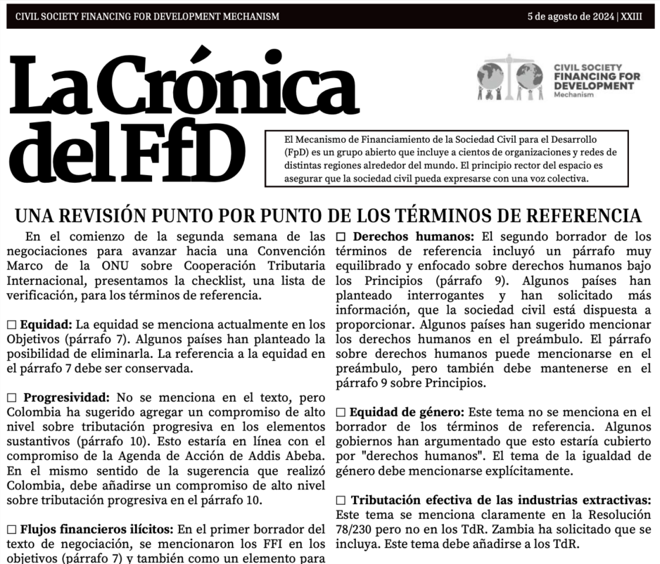 La Cronica del FfD: Una revisión punto por punto de los términos de referencia