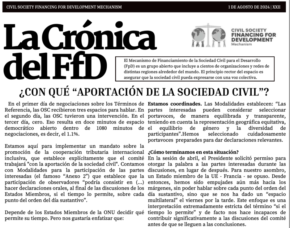La Cronica del FfD: ¿Con qué «aportación de la sociedad civil”?