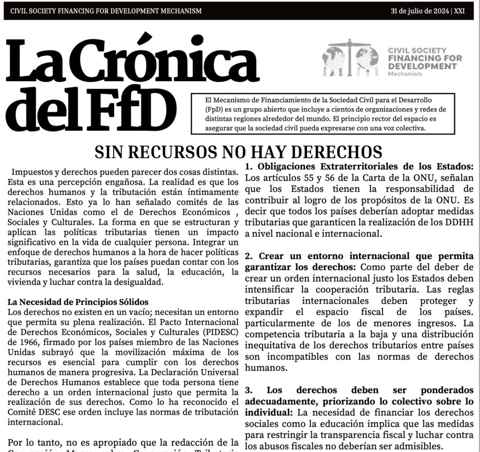 La Cronica del FfD: Sin recursos no hay derechos