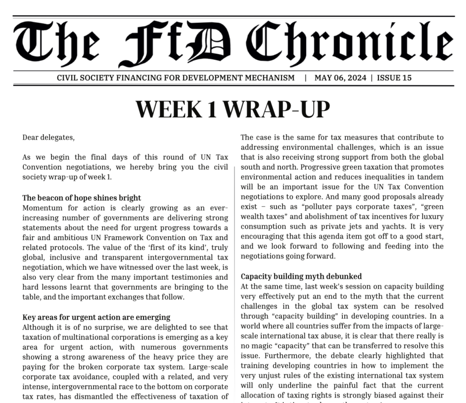 The FfD Chronicle: Week 1 wrap-up
