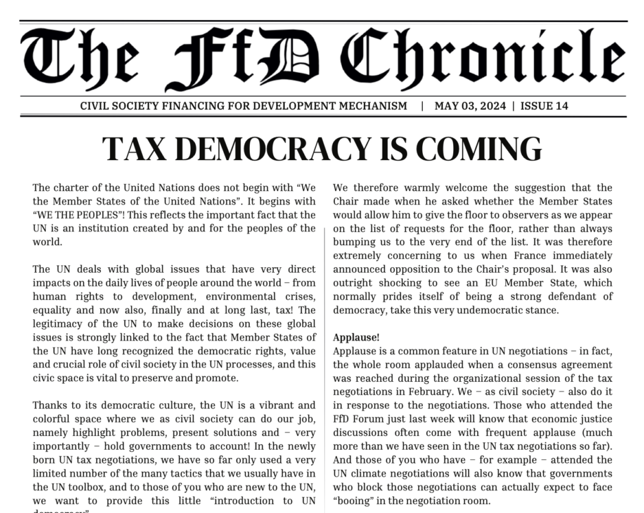 The FfD Chronicle: Tax democracy is coming