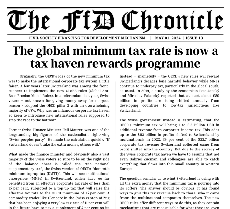 The FfD Chronicle: The global minimum tax rate is now a tax havens rewards programme