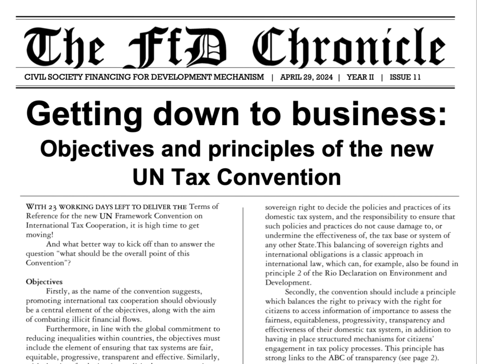 The FfD Chronicle: Objectives and principles of the new UN Tax Convention