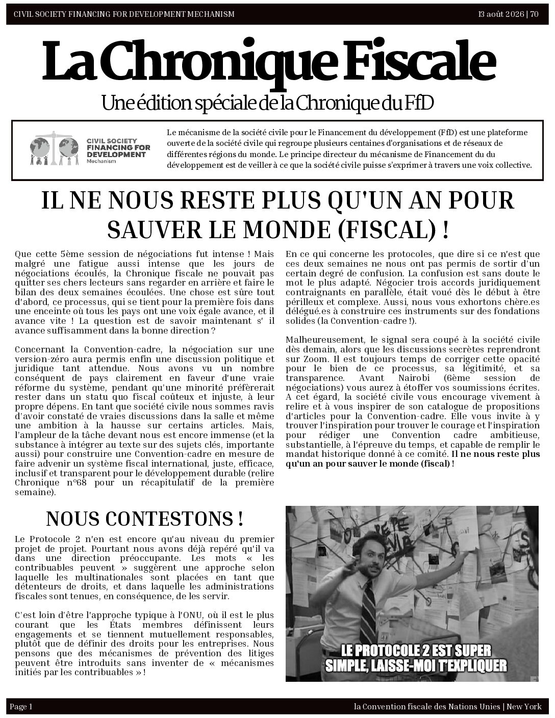 Il ne nous reste plus qu’un an pour sauver le monde (fiscal) !