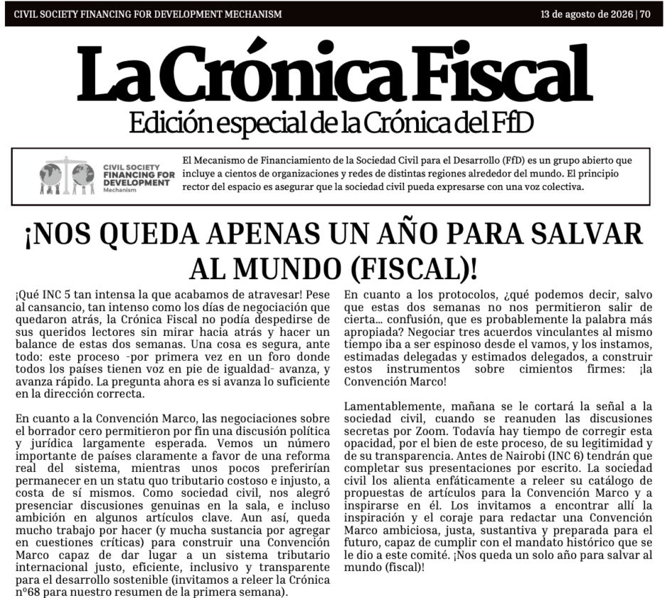 ¡Nos queda apenas un año para salvar al mundo (fiscal)!